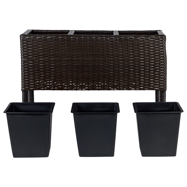 Blumentopf mit Beinen CARAGANA Polyrattan 77 cm Dunkelbraun
