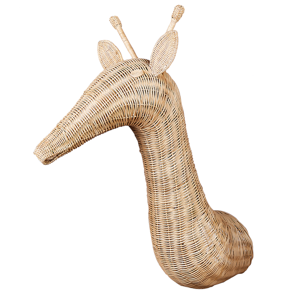 Giraffenkopf aus Korb als Wanddekoration
