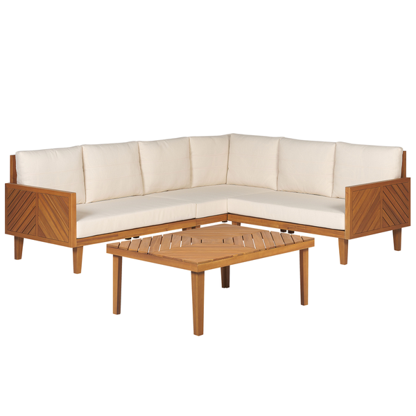 Garten Ecksofa mit Tisch 4-Sitzer BARATTI linksseitig Akazienholz Braun
