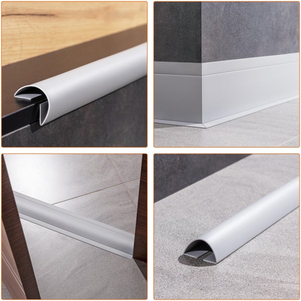Vielseitiges Aluminium Kabelschutzprofil zur sauberen Verlegung von Kabeln an Wand und Boden als Leiste oder Abdeckung.