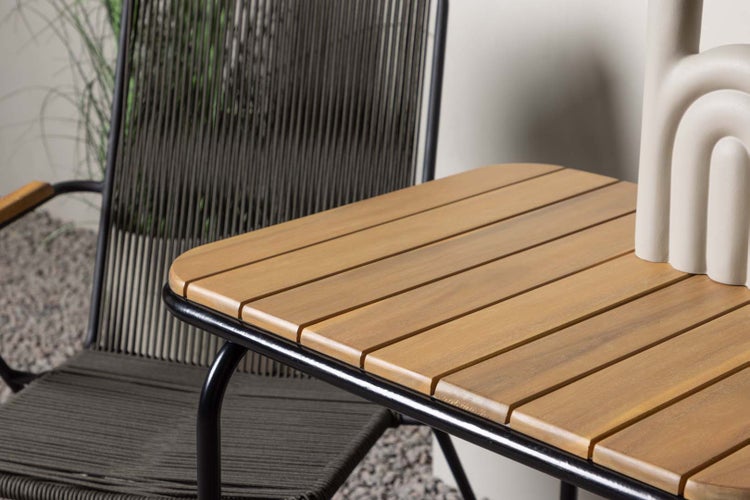 Holmbeck Gartenset Tisch, 2 Stühle  natur,schwarz. 88 X 70 X 74 cm