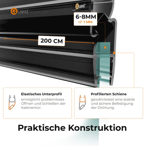 Quest Profil, 200 cm lang, mit einer Dicke von 6 bis 8 mm
