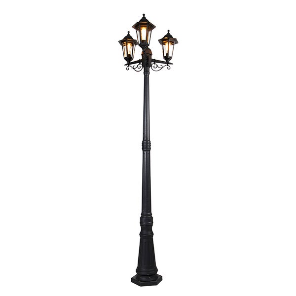 Smarte Outdoor-Laterne schwarz 3-flammig inkl. Wifi ST64 - New Haven