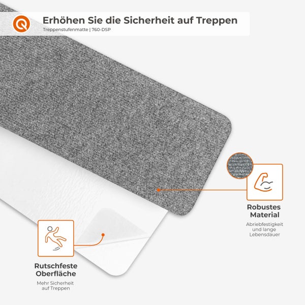 Treppenstufenmatte mit rutschfester Unterseite und robustem Material für mehr Sicherheit auf Treppen.