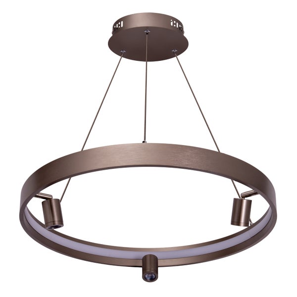 LED Pendelleuchte TRISTAN, moderne Pendellampe aus Metall und Kunststoff in Stahl-blank, die LEDs sind  fest verbaut. Mit ca. 58 cm  Ødie ideale Beleuchtung für Wohnzimmer, Esszimmer oder Küche.