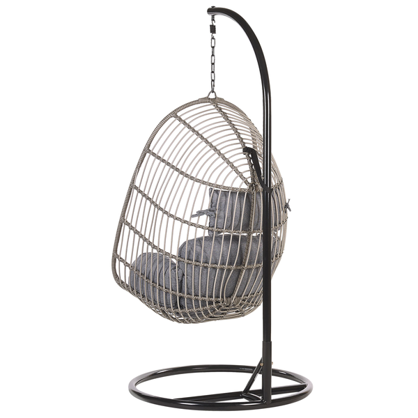Hängesessel mit Gestell CASOLI Polyrattan Grau