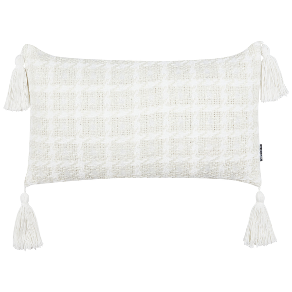Dekokissen 2er Set DOURIS 30 x 60 cm Hellbeige Kariertes Muster