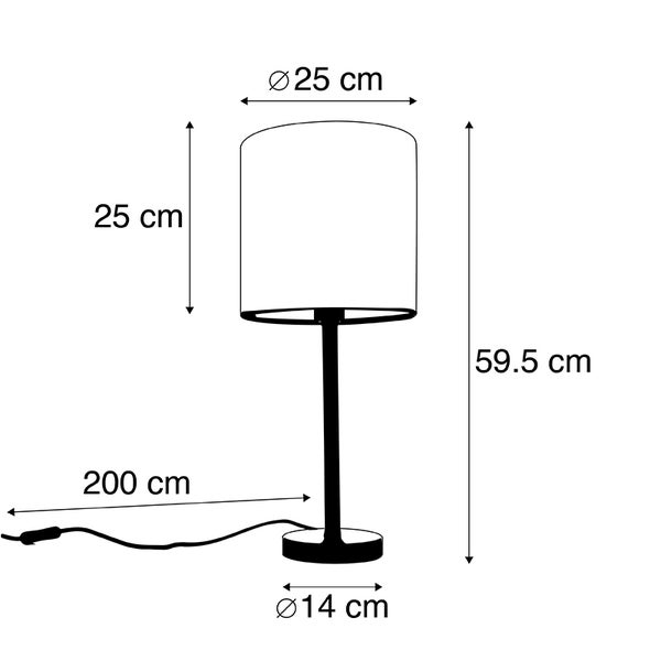 Romantische Tischleuchte Messing mit rosa Schirm 25 cm - Simplo