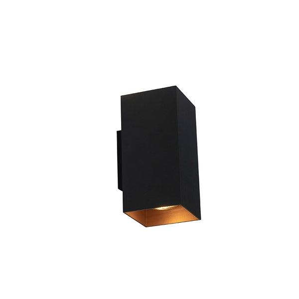 Design-Wandleuchte quadratisch schwarz mit goldener Innenseite - Sab