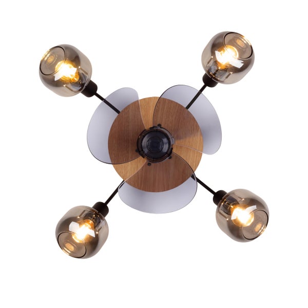 Deckenleuchte inkl. Ventilator FUMOSO, in Schwarz, Braun und Natur, für E27 , Ø 51 cm