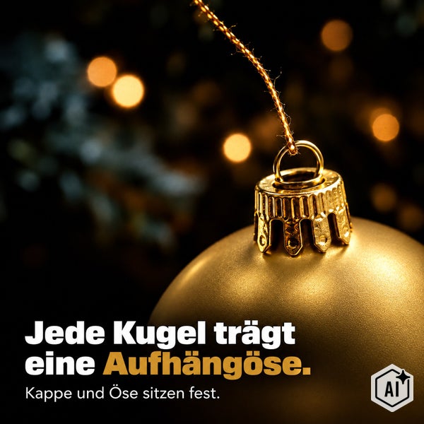 Weihnachtskugel mit fest sitzender Kappe und Aufhängeöse zur Dekoration.