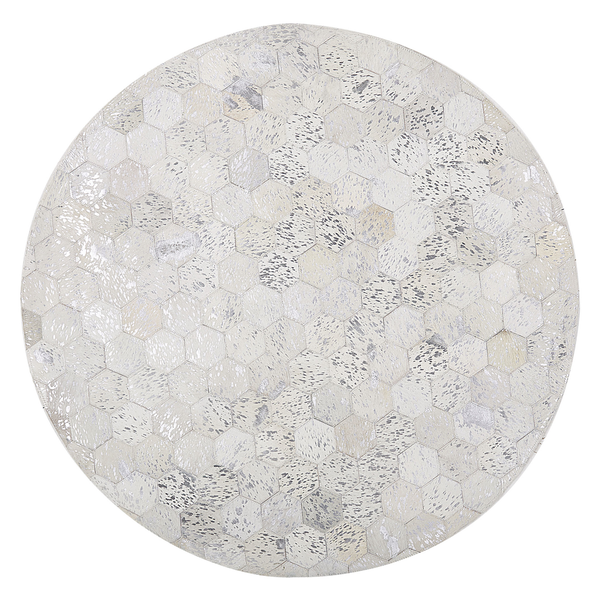 Teppich BOZKOY Silber ø 140 cm Echtleder