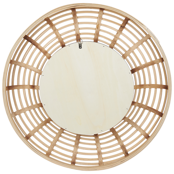 Runder Spiegel mit Rahmen aus Rattan