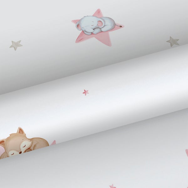 Sanders und Sanders Tapete Tiere Rosa und Weiß - 53 cm x 10 m - 640440