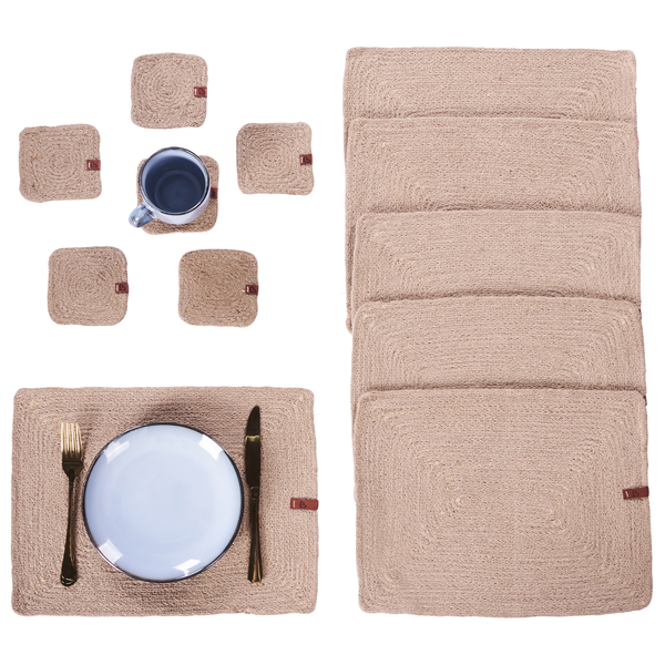 Tischset mit Untersetzern 12-teilig SALTBUSH Naturfarben Jute