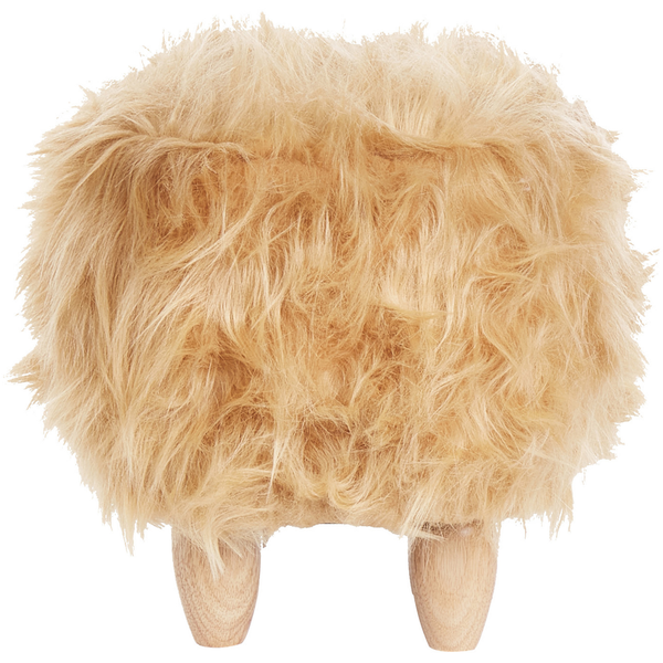 Hocker mit Fell und Holzfüßen