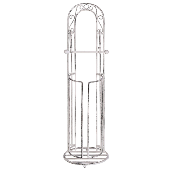 Metallständer mit vertikalen Stäben und kreisförmigem Boden mit Querstreben.