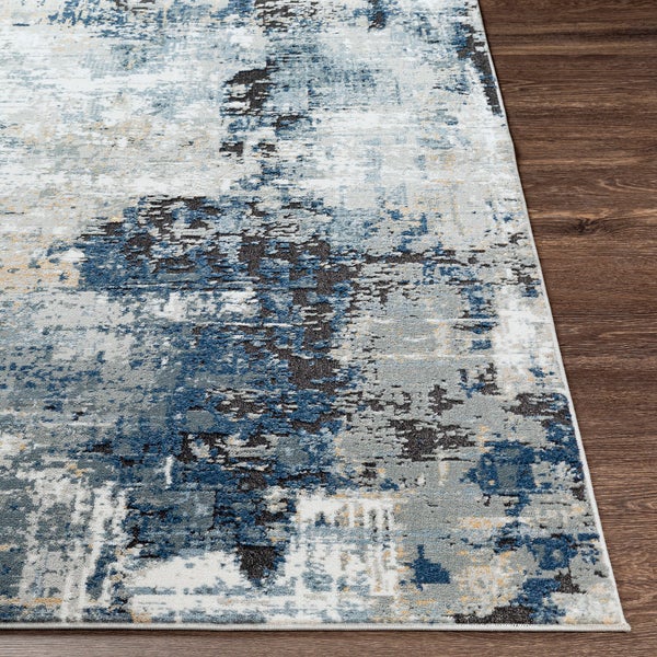 Abstrakt Moderner Flurteppich Blau/Grau/Beige 80x220 cm LENA