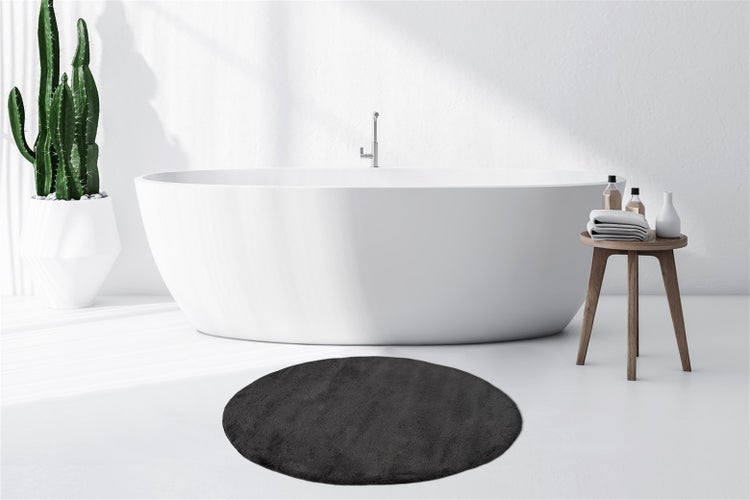 Kurzflor Teppich Enchantia Dunkelgrau 22 mm Uni Ø 100 cm