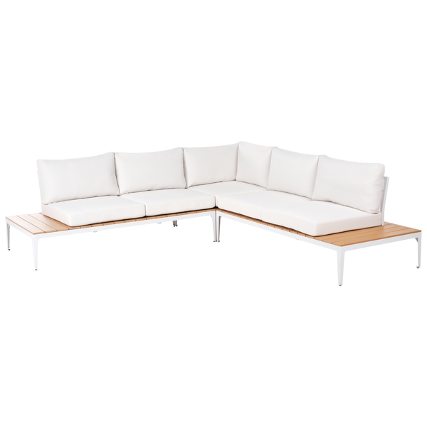 Garten Ecksofa mit Tisch 5-Sitzer POSITANO Cremeweiß