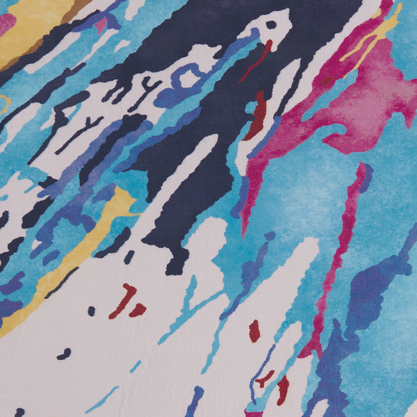 Moderner Teppich mit abstraktem, buntem Muster.