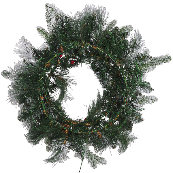 Dekokranz weiß mit LED-Beleuchtung Schnee bedeckt ⌀ 55 cm WHITEHORN
