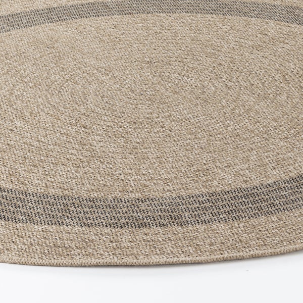 Runder In-/Outdoor-Teppich mit Jute-Look Beige/Schwarz Ø 160 cm RHONDA