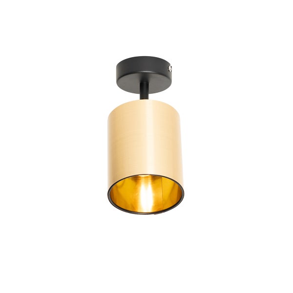Moderner Deckenspot schwarz mit Gold - Lofty