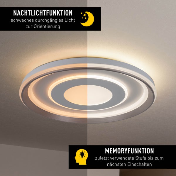 Runde Deckenleuchte mit Nachtlichtfunktion und Memoryfunktion