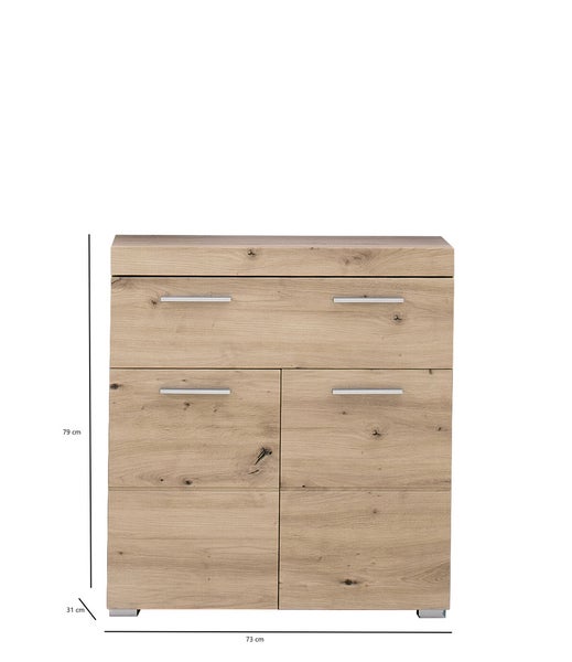 AmandaMando Bad Standtype Stauraum 2 Türen, 1 Schublade Eiche Dekor. 73 X 31 X 79 cm