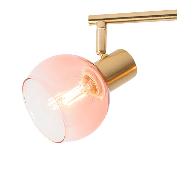 Art Deco Spot Gold mit rosa Glas 4-flammig - Vidro