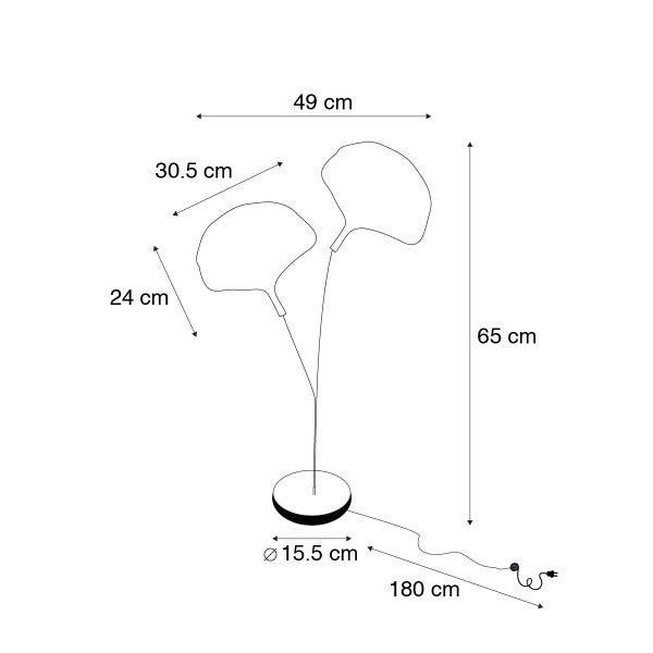 Orientalische Tischlampe aus Messing mit schwarzem 2-Licht - Louka