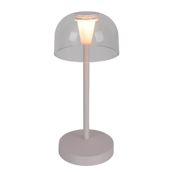 Tischleuchte mit transparentem Lampenschirm