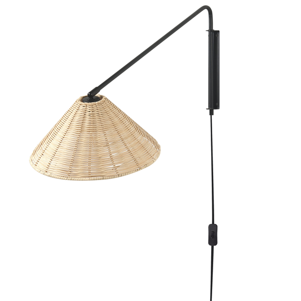 Wandlampe PALENA verstellbar Rattan Naturfarben