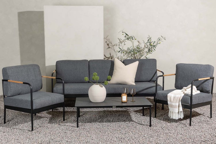 Pehnna Lounge-Set 4 Teile schwarz,grau. 70 X 120 X 35 cm