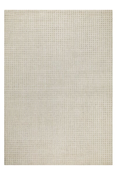 Rechteckiger, strukturierter Teppich mit Waffelmuster.