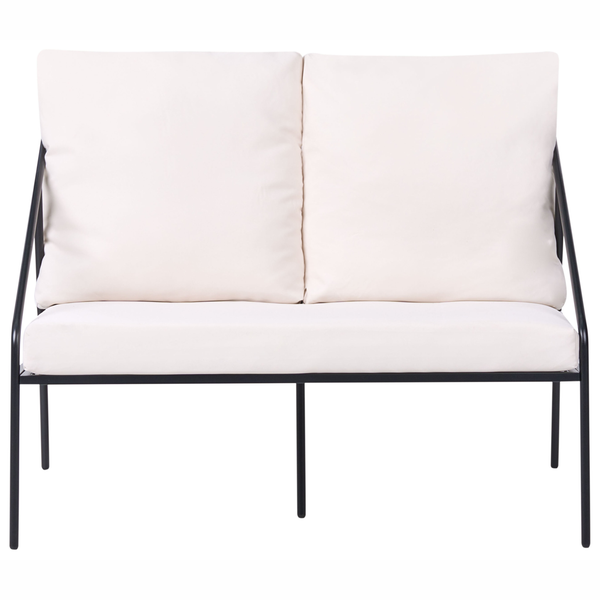 Zweisitzer Gartenbank mit Metallgestell und Polster