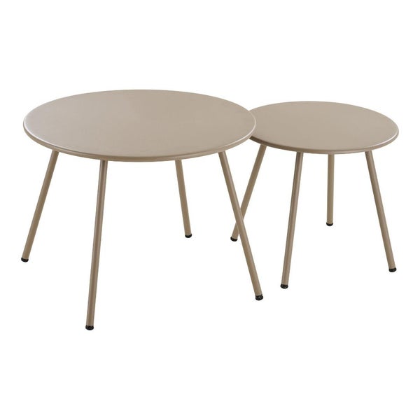 Zwei runde Beistelltische aus Metall