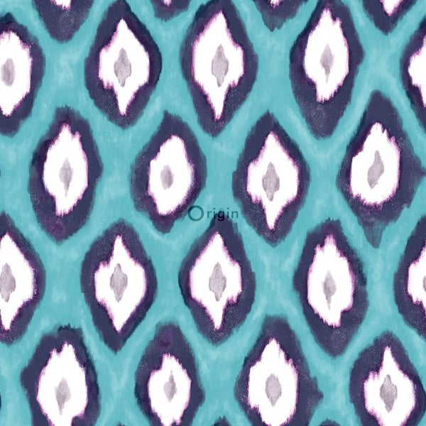 Origin Wallcoverings Tapete Ikat-Motiv Türkis - 53 cm x 10.05 m - 346917