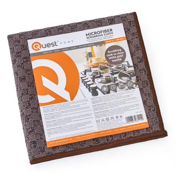 Quest Home Mikrofasertuch zum Schrubben, mit Karomuster und grober Oberfläche für harte Oberflächen, Größe 40x40 cm
