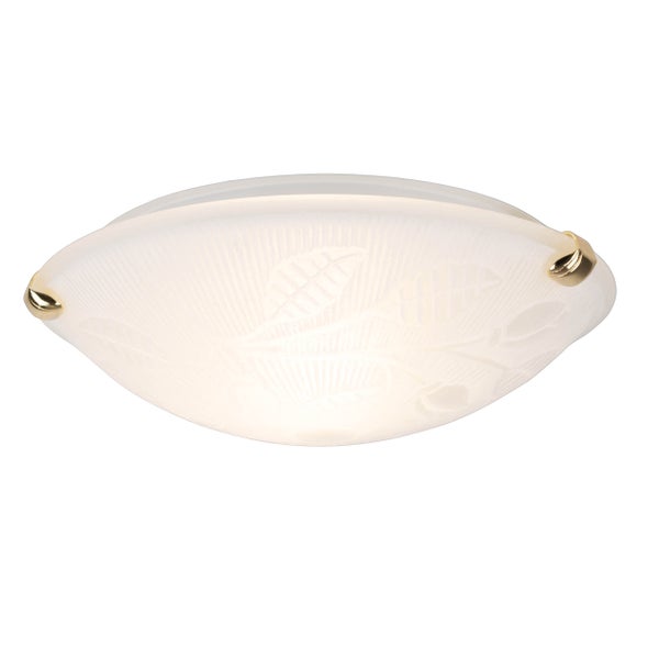 Ovale Deckenleuchte mit Blumenmuster und goldenen Akzenten