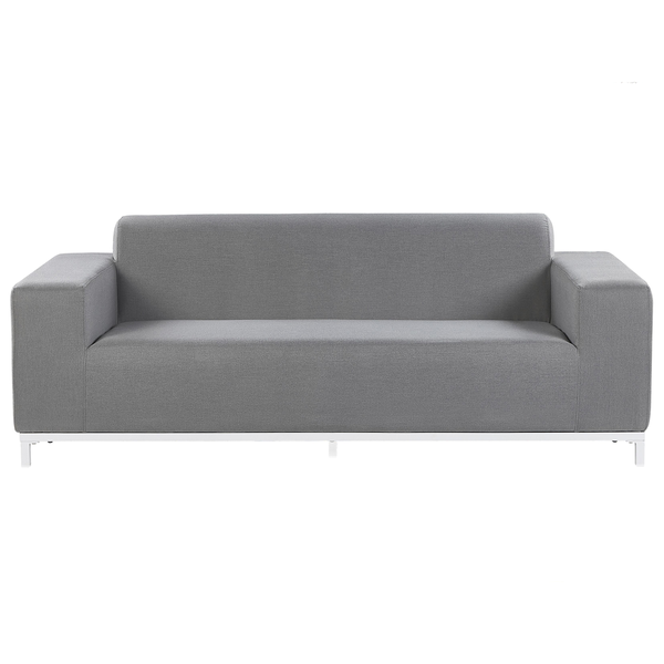 Graues Sofa mit weißem Gestell
