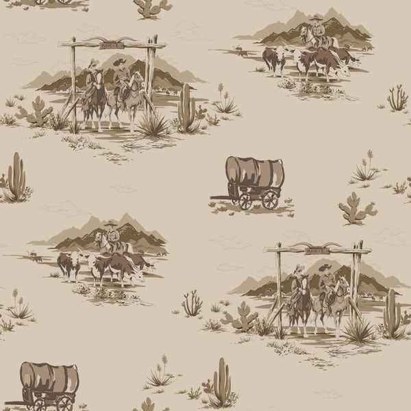 ESTAhome Tapete Cowboys Beigebraun - 50 x 900 cm - 131410