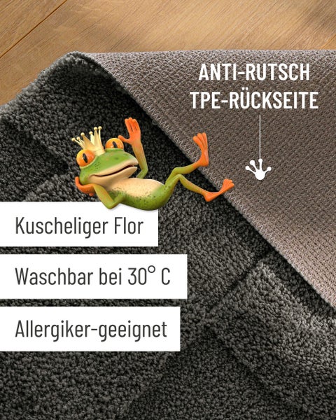 Maschinengetuftete Badematte, robust und pflegeleicht, geprüfte Top-Qualität.