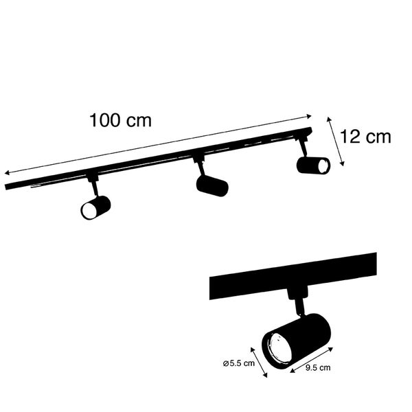Smart Rail System schwarz inkl. 3 WiFi GU10 1-phasig - Jeana