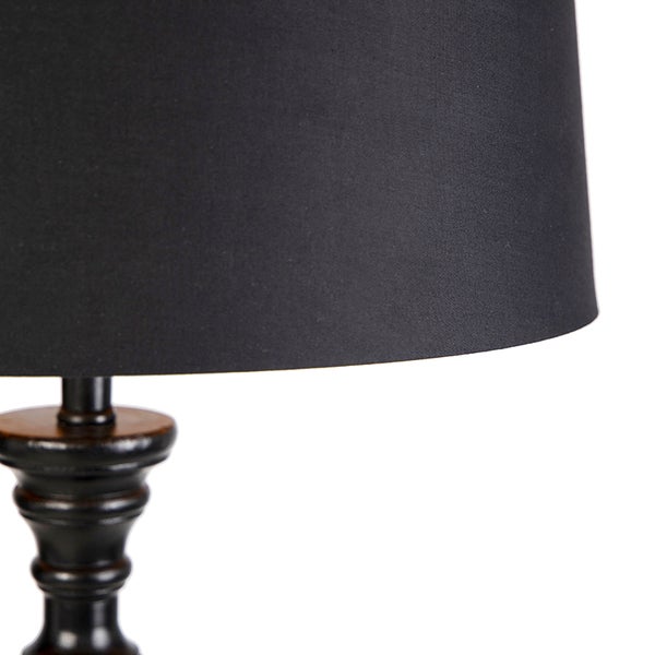 Stehlampe mit Baumwollschirm schwarz mit Gold 45 cm - Classico
