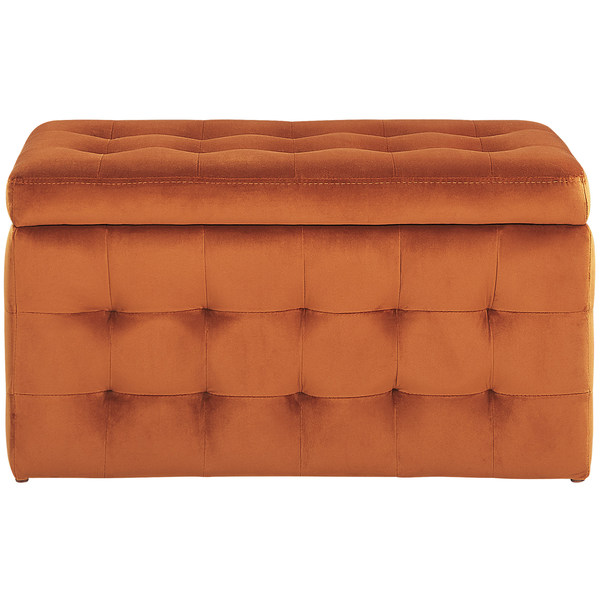 Aufbewahrungshocker MICHIGAN Samtstoff Orange