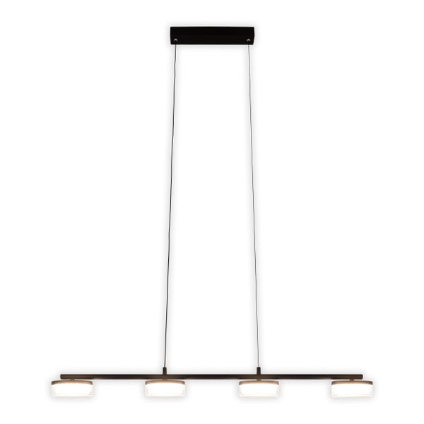 LED Pendelleuchte CIMO aus Metall und Kunststoff in Schwarz, mit integrierter LED, Länge 96 cm