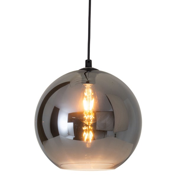 Hängelampe mit runder Glasabdeckung und Glühbirne