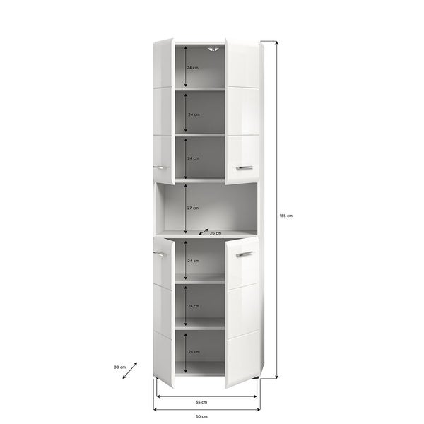 Xonox.home Hochschrank Ice BxHxT 60 x 185 cm x 30 cm Frontfarbe weiß hochglanz